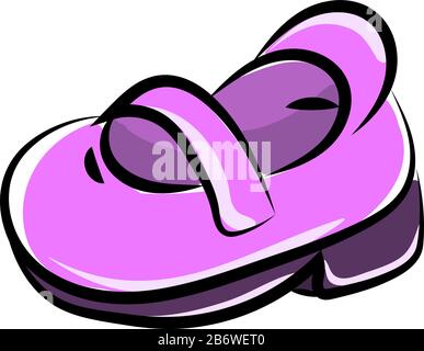 Pink baby shoe, illustration, vector on white background. Stock Vector