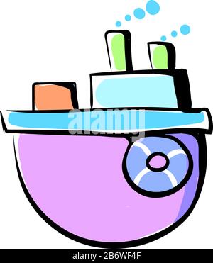 Multicolor ship, illustration, vector on white background. Stock Vector