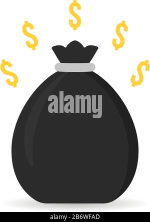 black money bag icon with shadow Stock Vector