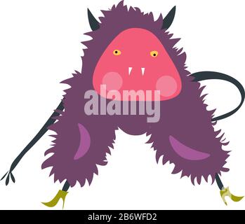 Purple monster, illustration, vector on white background. Stock Vector