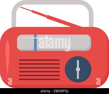 Red radio, illustration, vector on white background. Stock Vector