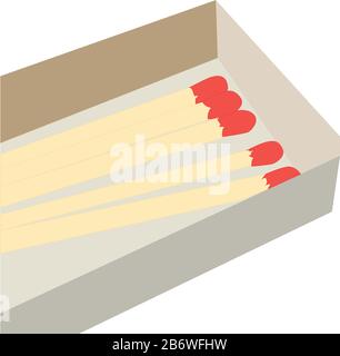 Matches in box, illustration, vector on white background. Stock Vector