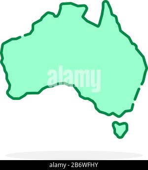 green cartoon thin line australia icon Stock Vector
