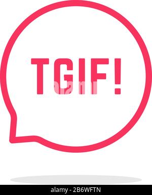 pink thin line tgif logo like speech bubble Stock Vector