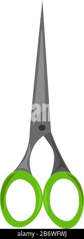 Green scissors, illustration, vector on white background. Stock Vector