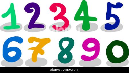 Multicolor numbers, illustration, vector on white background. Stock Vector