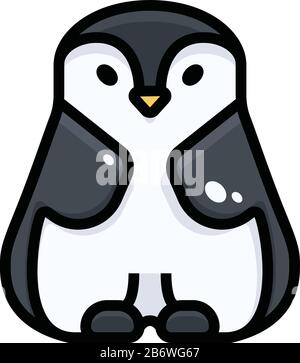 Penguin sitting, illustration, vector on white background. Stock Vector
