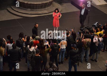 Mexico City, Mexico. 11th Mar, 2020. MEXICO CITY, MEXICO - MARCH 11: Chilean activist and singer Mon Laferte speaks during the opening of her art exhibition “ Gestos “ are exhibited 70 paintings as part of Women's Time Festival for Equality at Museo de la Ciudad on March 11, 2020 in Mexico City, Mexico (Photo by Eyepix Group/Pacific Press) Credit: Pacific Press Agency/Alamy Live News Stock Photo