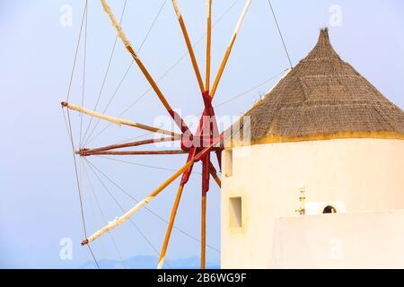 Santorini island, Greece, Oia village windmill close-up Stock Photo