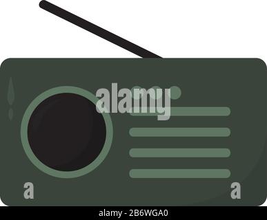 Old green radio, illustration, vector on white background. Stock Vector
