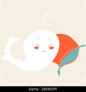 Sleeping ghost, illustration, vector on white background. Stock Vector