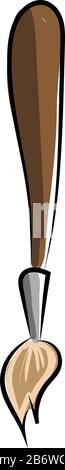 Brown paint brush, illustration, vector on white background. Stock Vector