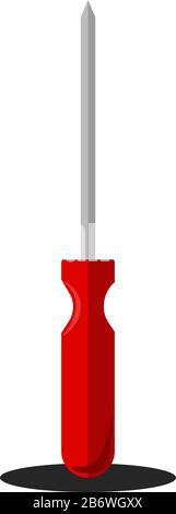 Red screwdriver, illustration, vector on white background. Stock Vector