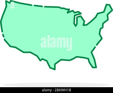 green cartoon thin line usa icon Stock Vector