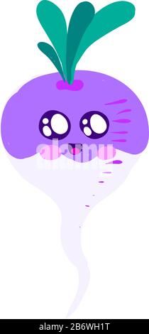 Happy cute turnip, illustration, vector on white background. Stock Vector