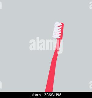 Red toothbrush, illustration, vector on white background. Stock Vector