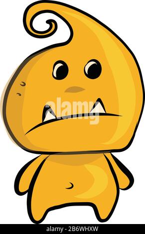 Sad yellow monster, illustration, vector on white background. Stock Vector