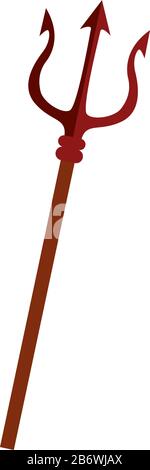 Devil trident, illustration, vector on white background. Stock Vector