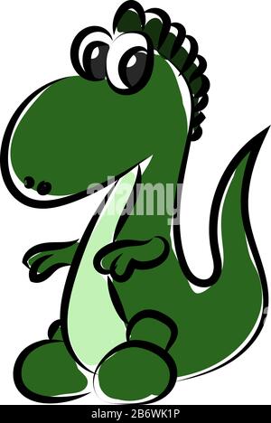 Green small dragon, illustration, vector on white background. Stock Vector