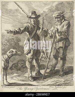 Jager A Hunter With His Stick A Hare An Old Man Leads The Way Behind Hunter Three Honden Manufacturer Printmaker Petrus Johannes Van Reysschoot Listed Property To Painting By David Teniers