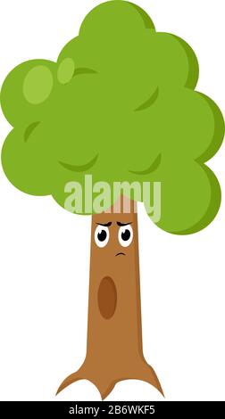 Tree with face, illustration, vector on white background. Stock Vector