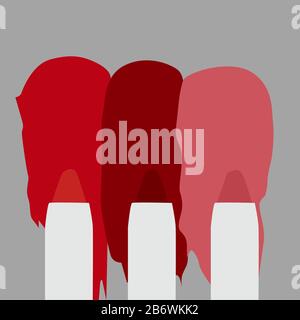 Three slippers, illustration, vector on white background. Stock Vector