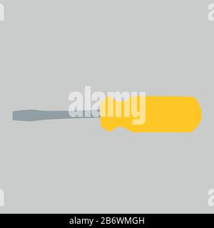 Yellow screwdriver, illustration, vector on white background. Stock Vector