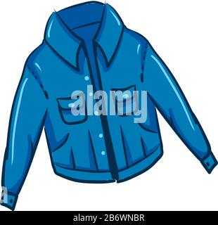 Big denim jacket, illustration, vector on white background. Stock Vector