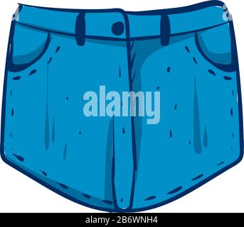 Denim short shorts, illustration, vector on white background. Stock Vector