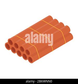 Stacked orange sanitary pvc pipes isolated on white background isometric view Stock Vector