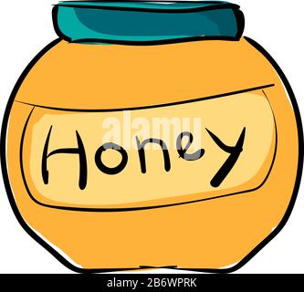 Jar full of honey, illustration, vector on white background. Stock Vector