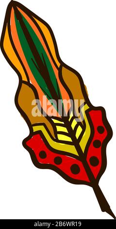 Multicolor feather, illustration, vector on white background. Stock Vector