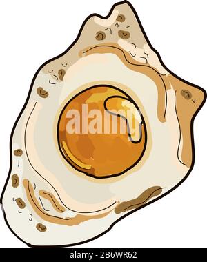Fried egg, illustration, vector on white background. Stock Vector