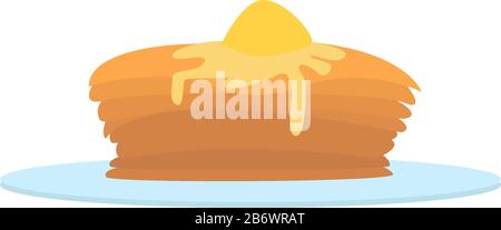 Pancakes with butter, illustration, vector on white background. Stock Vector