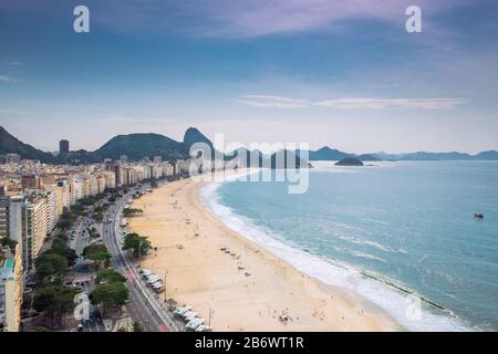 Copacabana beach and Leme beach Sugar Loaf mountain in Rio de Janeiro, Brazil Stock Photo