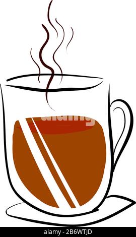 Hot tea in glass, illustration, vector on white background. Stock Vector