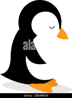 Sad penguin, illustration, vector on white background. Stock Vector