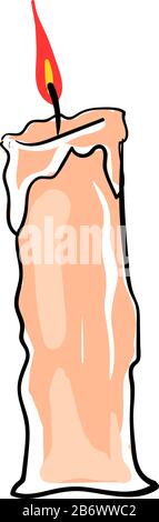Long candle, illustration, vector on white background. Stock Vector