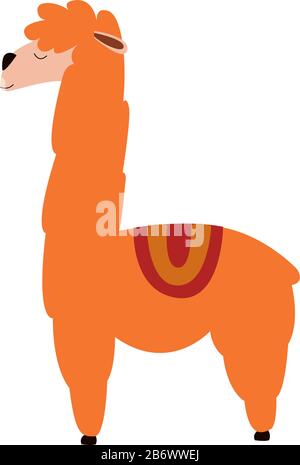 Orange lama, illustration, vector on white background. Stock Vector