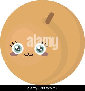 Cute apricot, illustration, vector on white background. Stock Vector