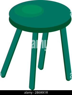 Green stool, illustration, vector on white background. Stock Vector
