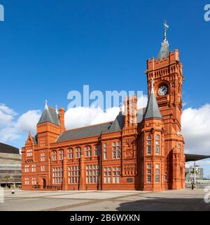 Pierhead building 1897 architect William Frame, Cardiff Railway Company, Cardiff Bay, Wales, UK - French-Gothic Renaissance style Stock Photo