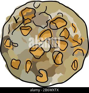 Oatmeal cookie, illustration, vector on white background. Stock Vector