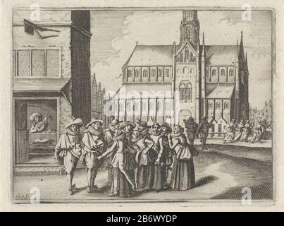 Jonge mannen en vrouwen voor de Sint Bavo kerk te Haarlem at an inn for the St. Bavo Church in Haarlem is a group of young men and vrouwen. Manufacturer : printmaker: Gillis Scheyndel (I) (listed building) Place manufacture: Haarlem Dating: 1629 Physical features: etching and engra materials: paper Technique: etching / engra (printing process) Measurements: plate edge: h 82 mm × W 112 mmToelichtingOok used in: Jacobs Gilles Quintyn. The Dutch-Lĳs, with Braband Serbian-Bely: poeetischer wyse for dispositions and poem. The Hague, 1629. Subject: hotel, hostelry, inn Stock Photo