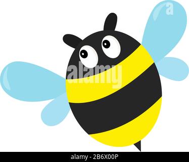 Fat bee, illustration, vector on white background. Stock Vector