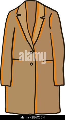 Camel coat flat, illustration, vector on white background. Stock Vector