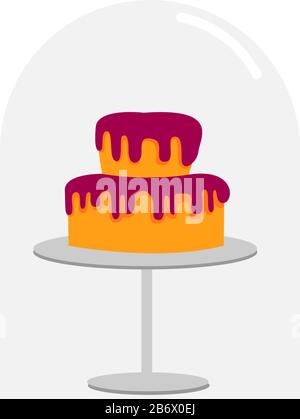 Cake on display, illustration, vector on white background. Stock Vector