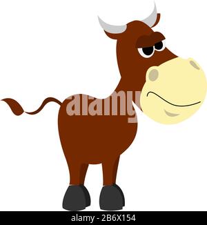 Brown bull, illustration, vector on white background. Stock Vector