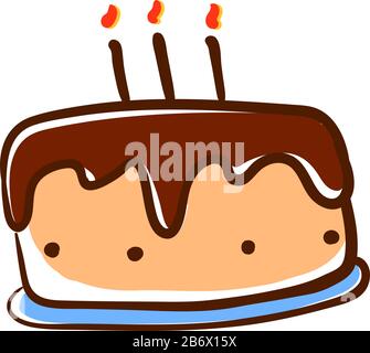 Birthday cake, illustration, vector on white background. Stock Vector