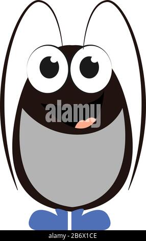 Cockroach in shoes, illustration, vector on white background. Stock Vector